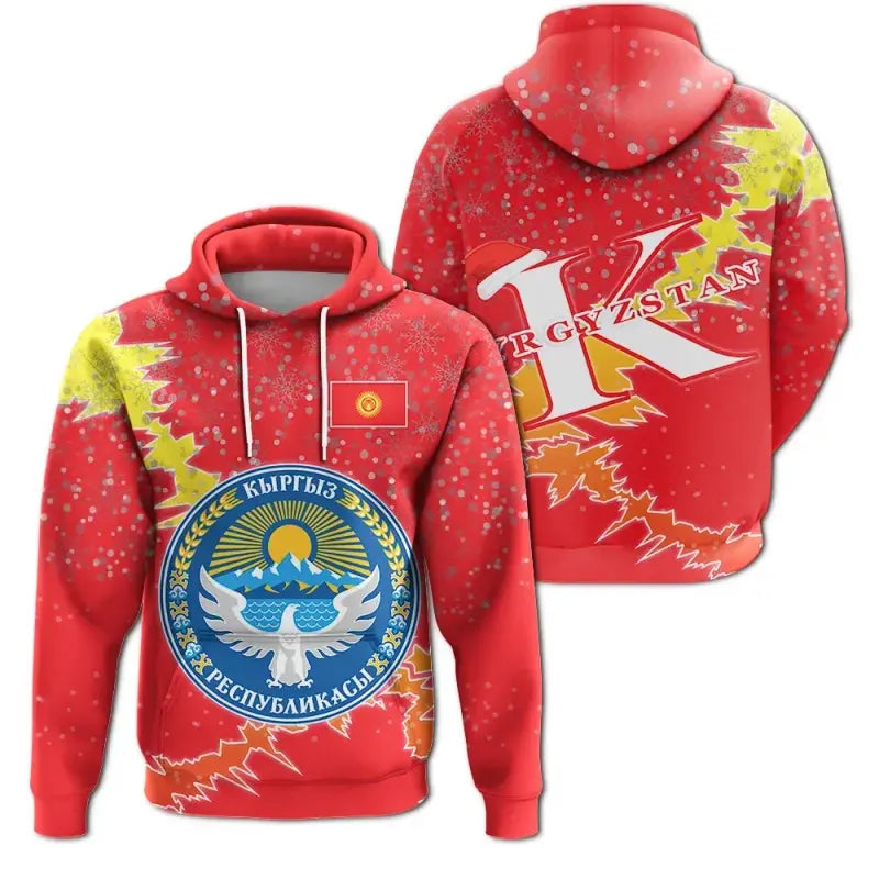 Kyrgyzstan Christmas Hoodie Coat Of Arms X Style RLT8 - Wonder Print Shop