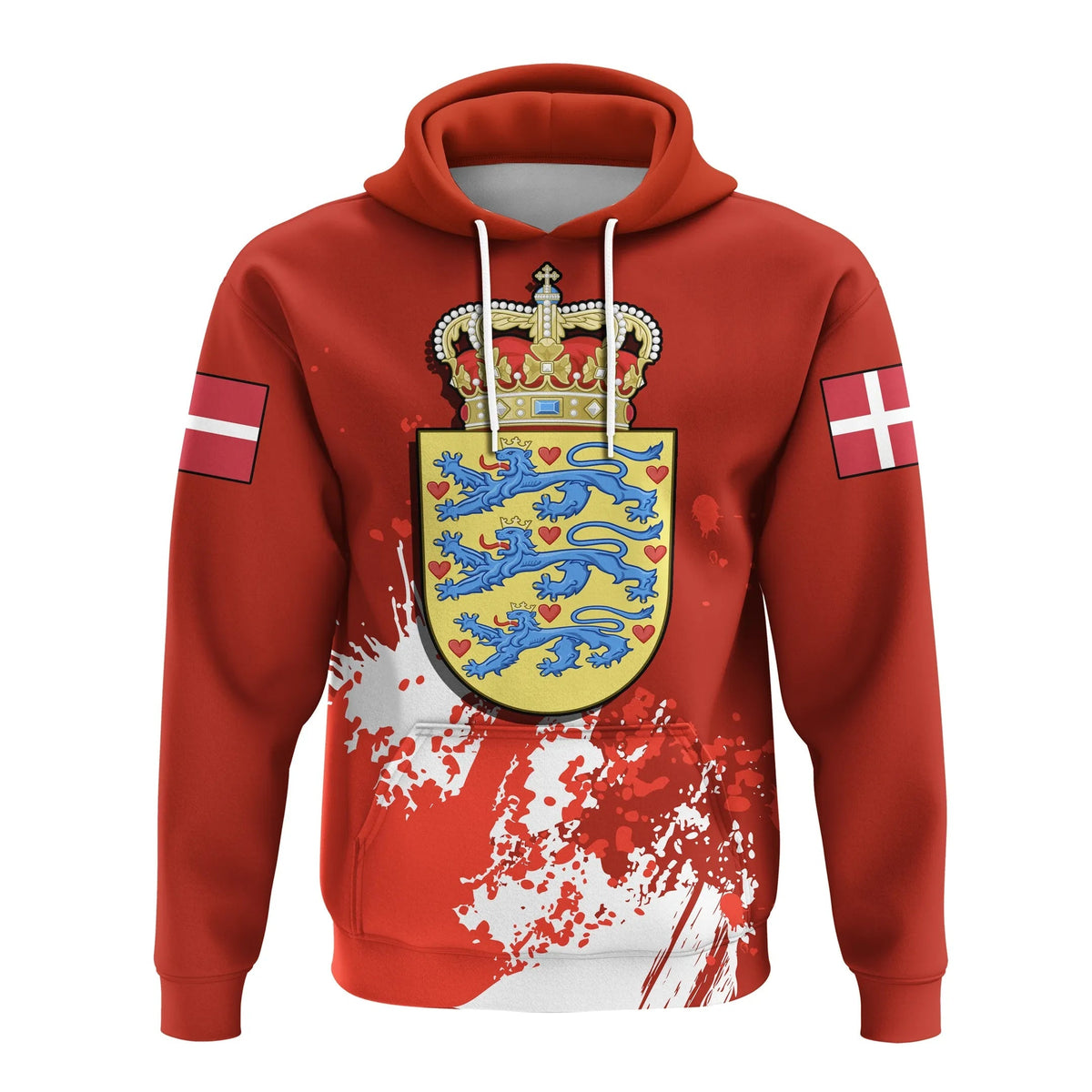 Denmark Hoodie Coat Of Arms Spaint Style RLT13 - Wonder Print Shop