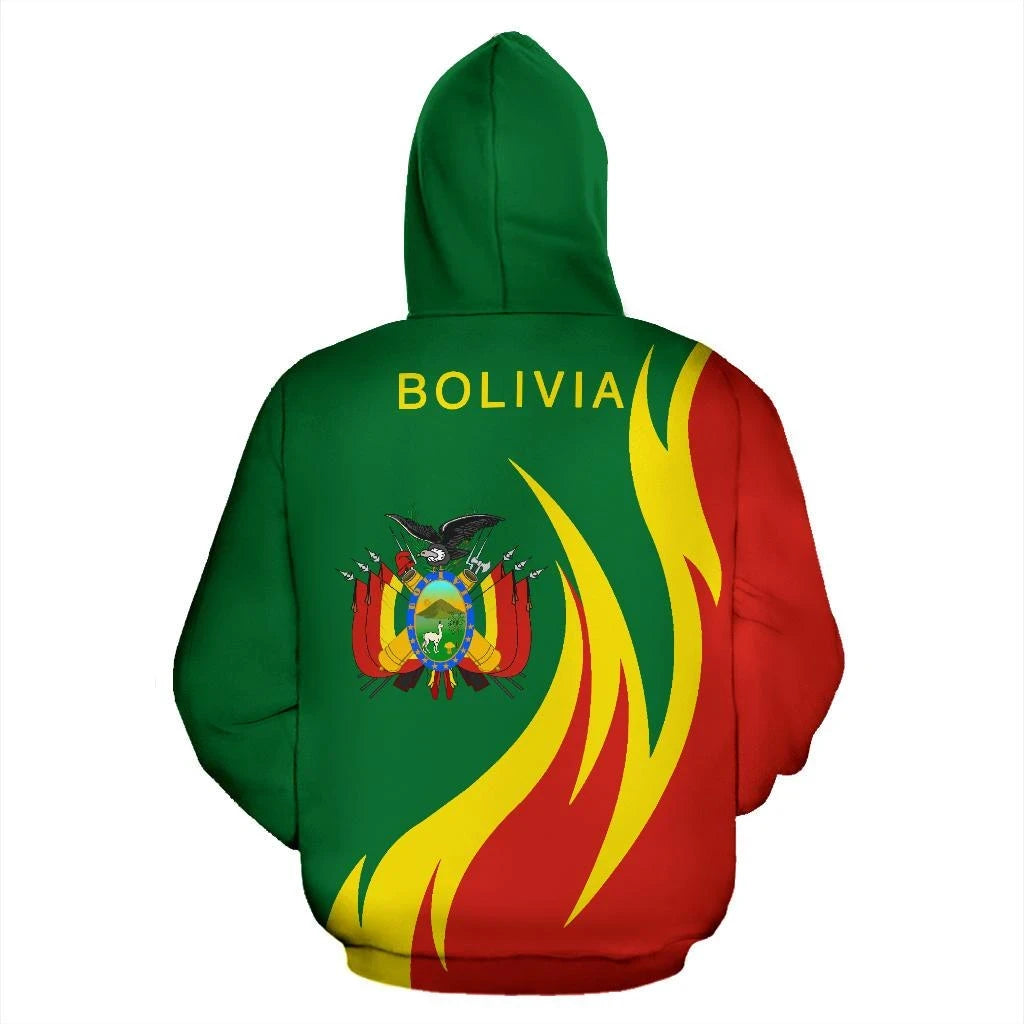 Bolivia Hoodie Coat Of Arms Fire Style RLT6 - Wonder Print Shop