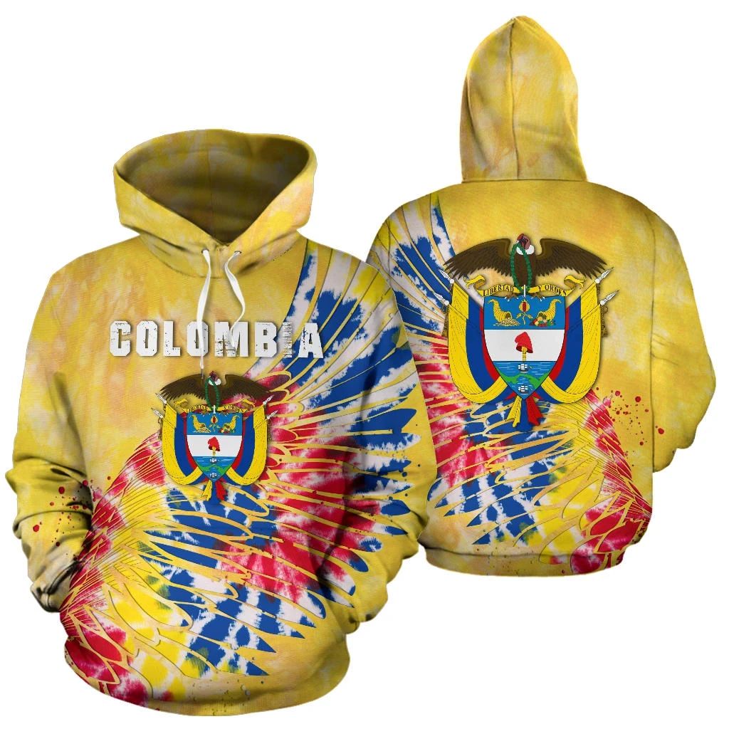 Colombia Coat Of Arms Tie Dye Hoodie RLT7 - Wonder Print Shop