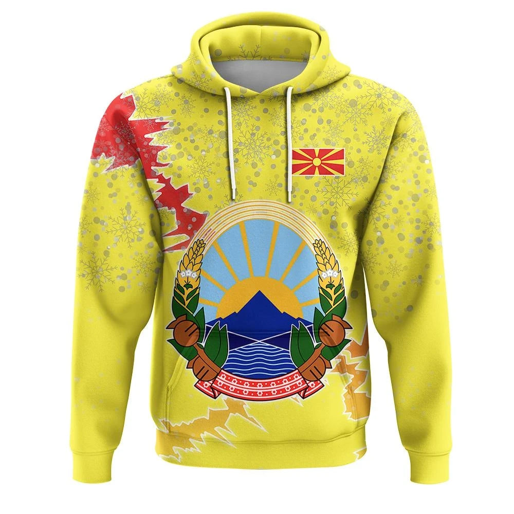 North Macedonia Christmas Hoodie Coat Of Arms X Style RLT7 - Wonder Print Shop