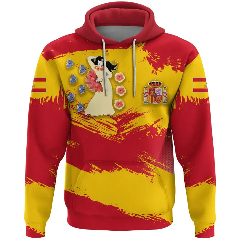 Spain Hoodie Spain Flag Brush RLT12 - Wonder Print Shop