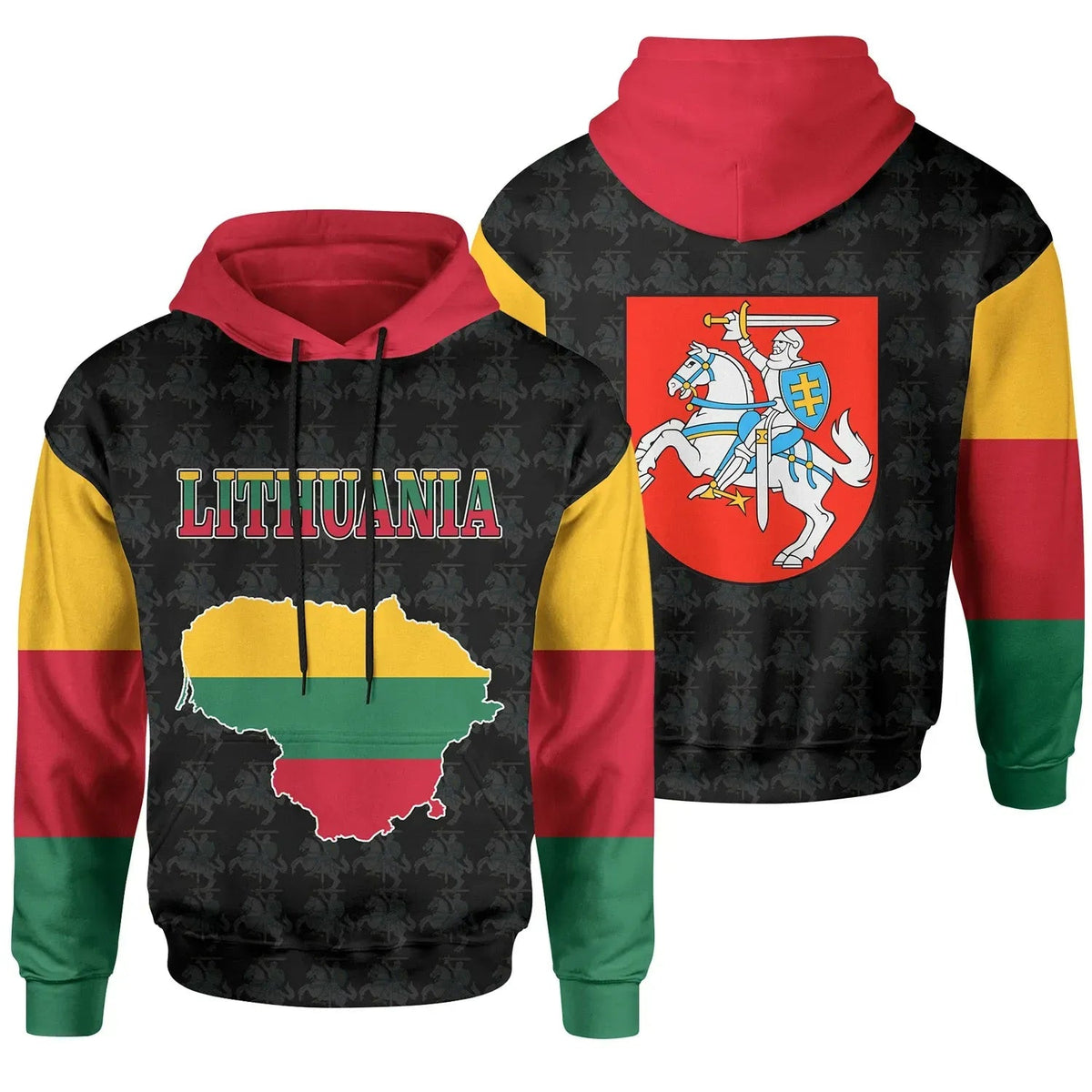 Lithuania Hoodie Lithuanian Flag Map RLT6 - Wonder Print Shop