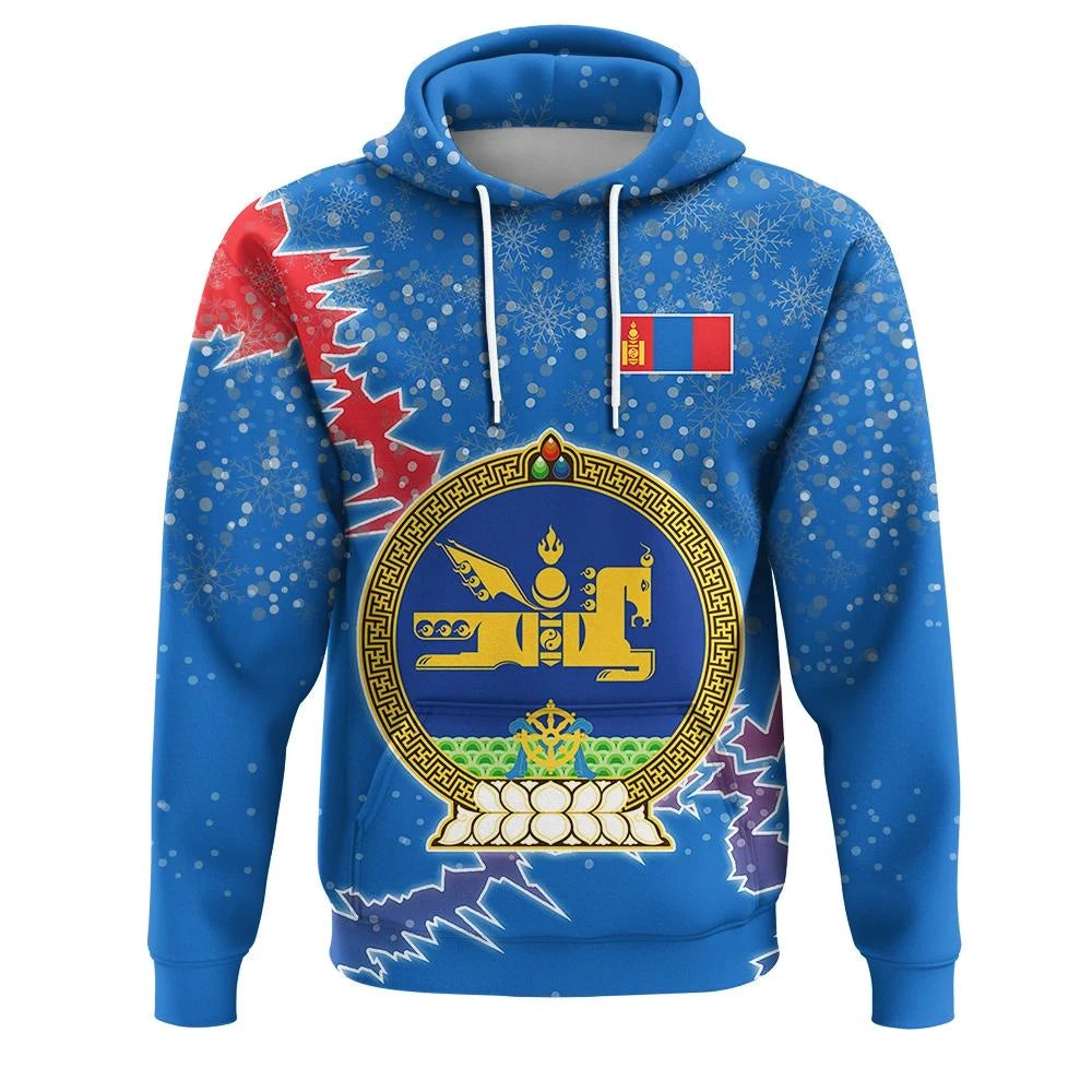Mongolia Christmas Hoodie Coat Of Arms X Style RLT13 - Wonder Print Shop