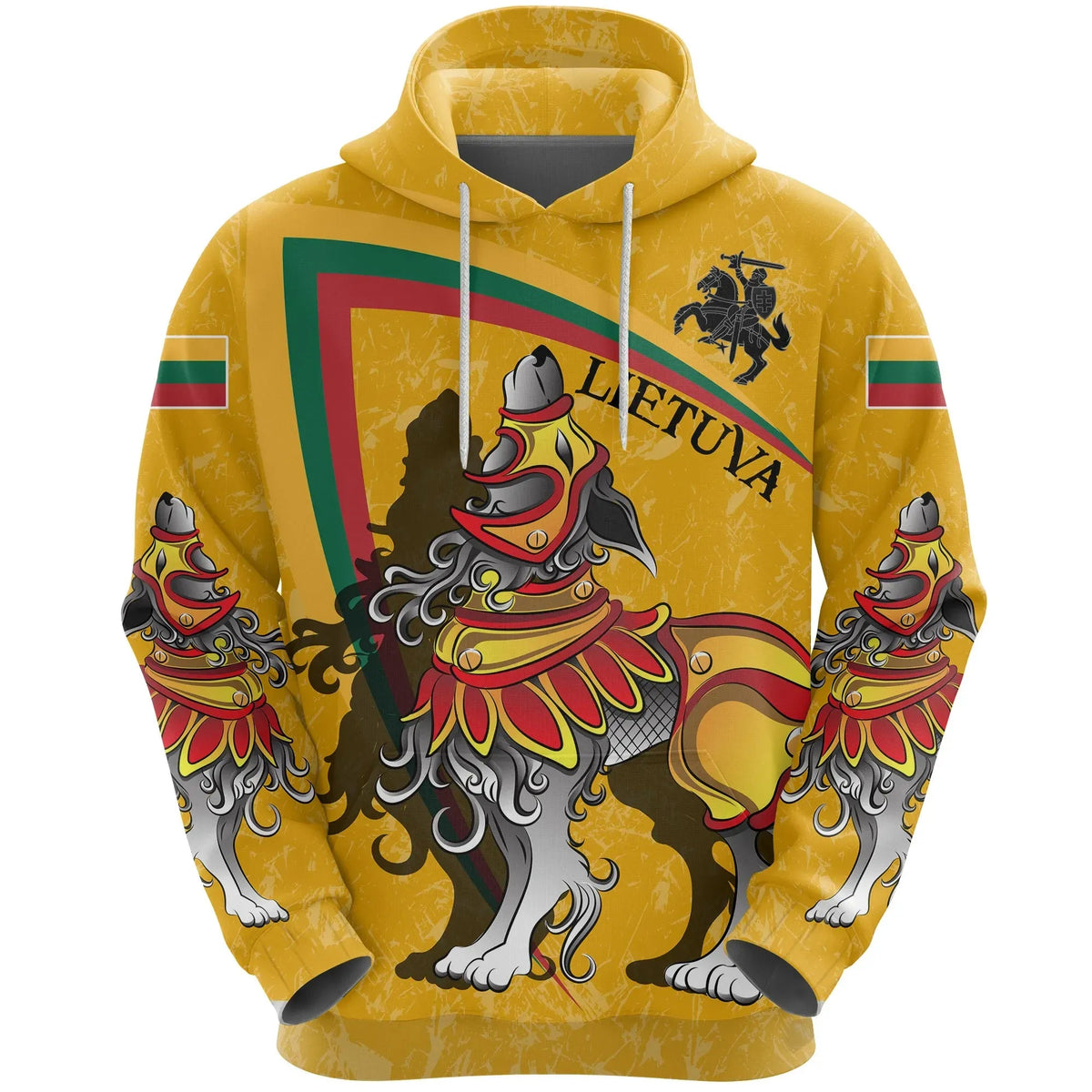 (Lietuva) Lithuania Hoodie Lithuanian Iron Wolf Yellow RLT6 - Wonder Print Shop