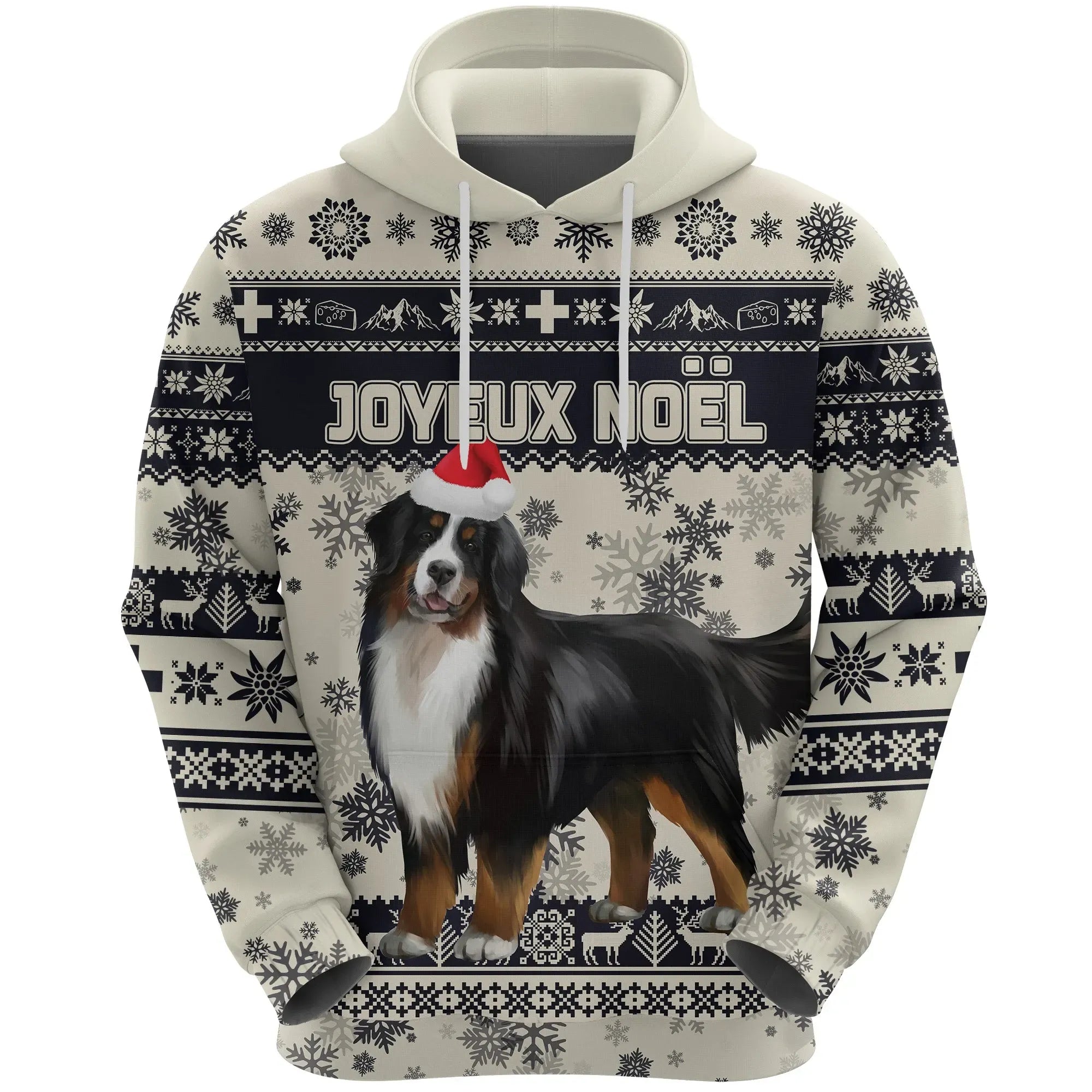 switzerland-christmas-hoodie-bernese-mountain-dog-unique-beige-navy