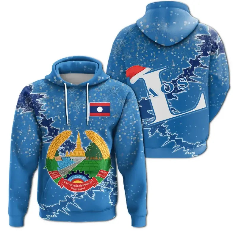 Laos Christmas Hoodie Coat Of Arms X Style RLT8 - Wonder Print Shop
