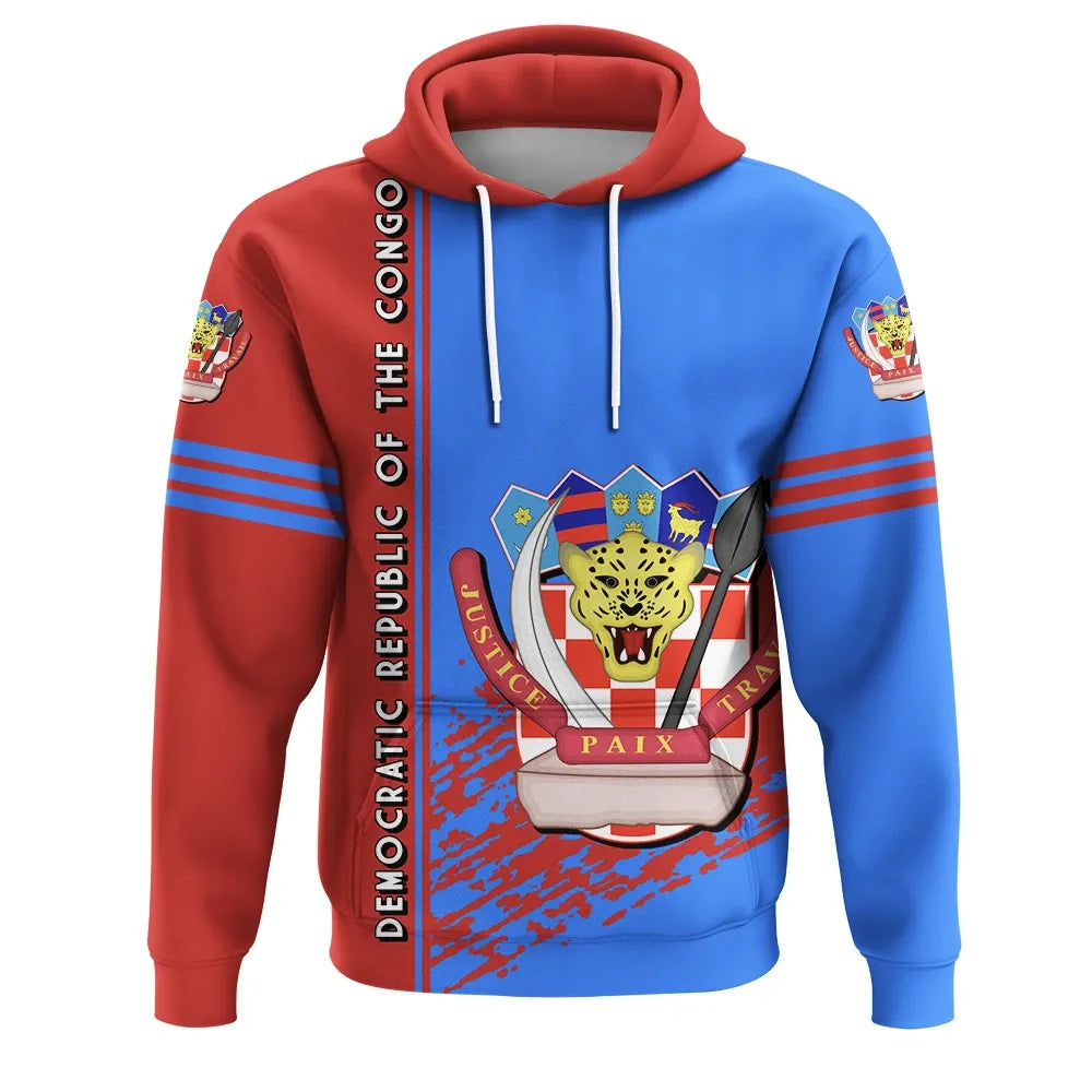 Democratic Republic Of The Congo Hoodie Coat Of Arms Quarter Style RLT13 - Wonder Print Shop