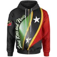 Saint Kitts and Nevis Zip Up Hoodie Saint Kitts and Nevis Flag RLT6 - Wonder Print Shop