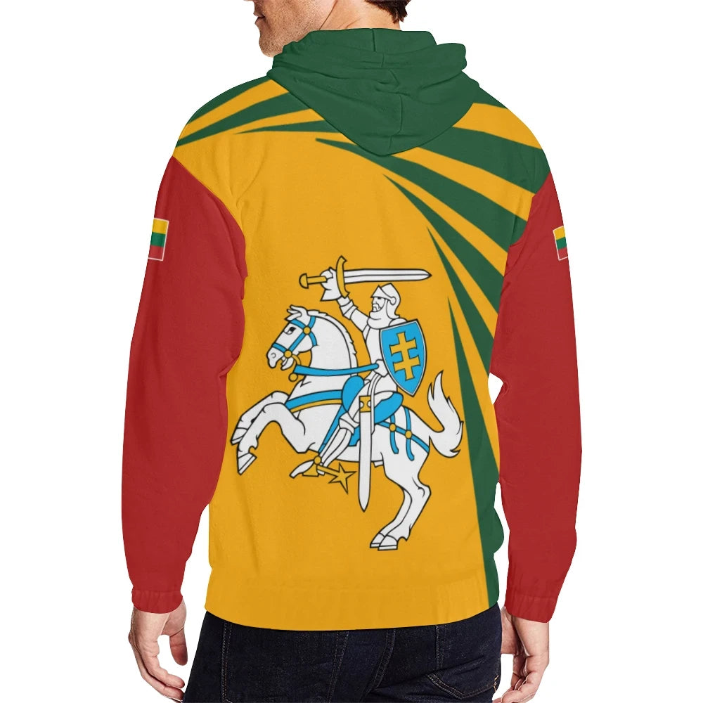 Vytis Lithuania Zip Hoodie Coat Of Arms Tornado Version RLT6 - Wonder Print Shop