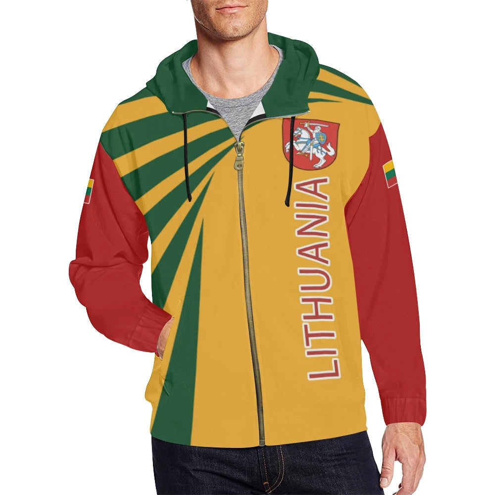 Vytis Lithuania Zip Hoodie Coat Of Arms Tornado Version RLT6 - Wonder Print Shop