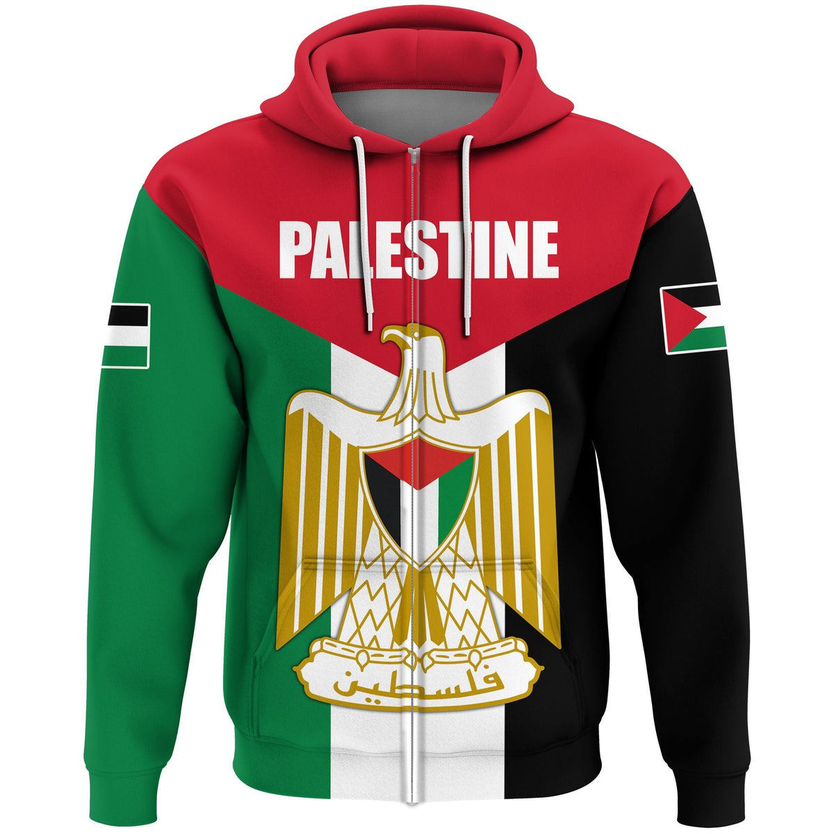 Palestine Zip Hoodie, Coat Of Arms Palestine RLT13 - Wonder Print Shop