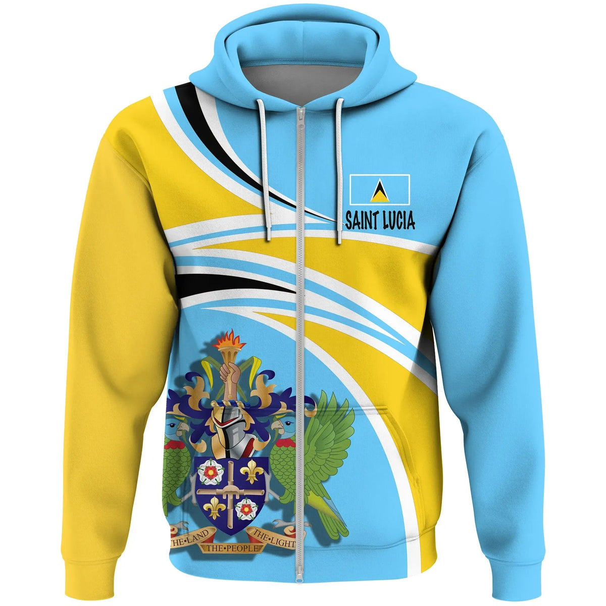 Saint Lucia Zip Hoodie N Flag RLT6 - Wonder Print Shop