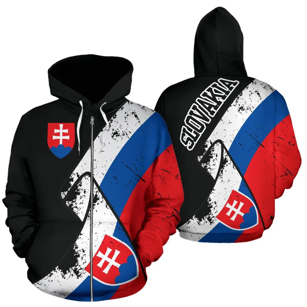 Slovakia Special Grunge Flag Zipper Hoodie RLT13 - Wonder Print Shop
