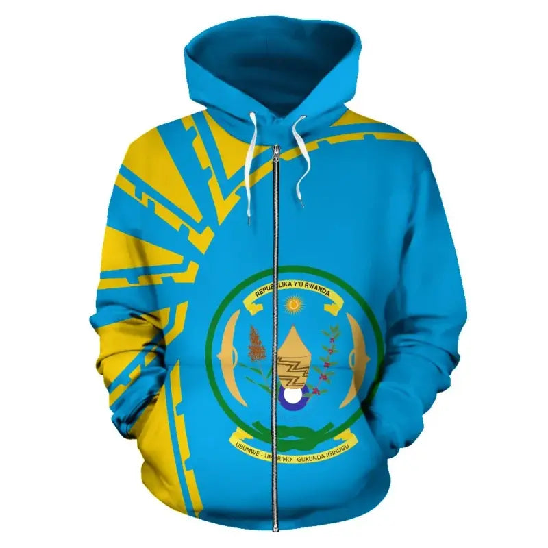 Rwanda Zip Hoodie Premium Style RLT12 - Wonder Print Shop