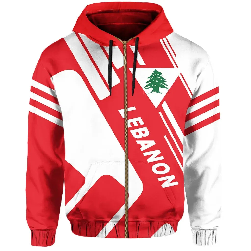 Lebanon Zipper Hoodie Coat Of Arms KT Rolster Style RLT6 - Wonder Print Shop