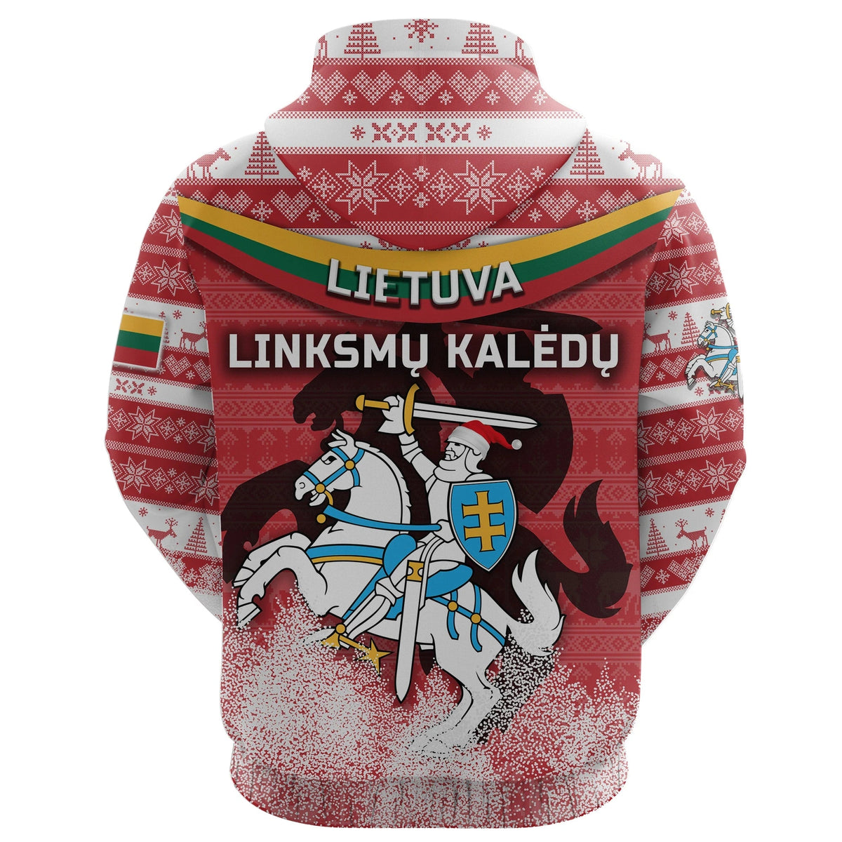 Lithuania Christmas Zip Hoodie Simple Vibes Version Red RLT6 - Wonder Print Shop
