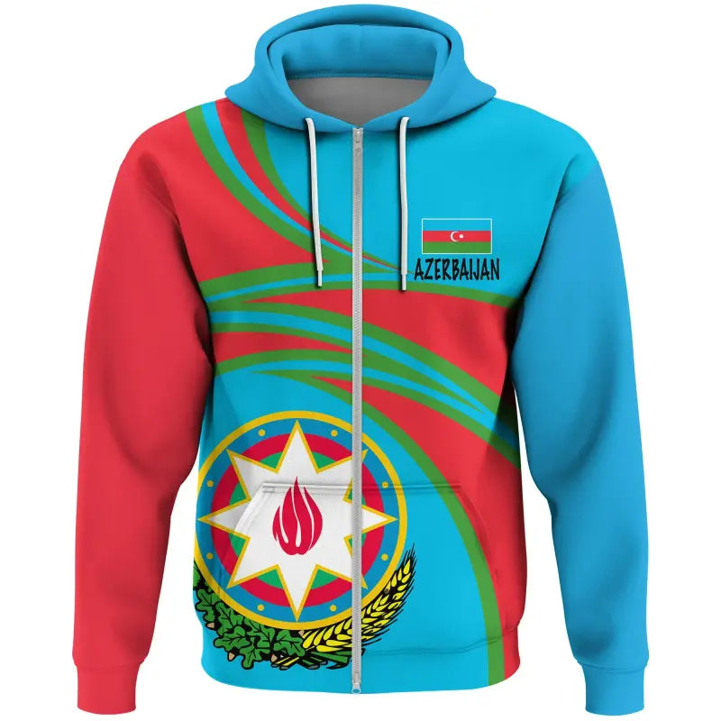 Azerbaijan (Blue) N Flag Hoodie RLT8 - Wonder Print Shop