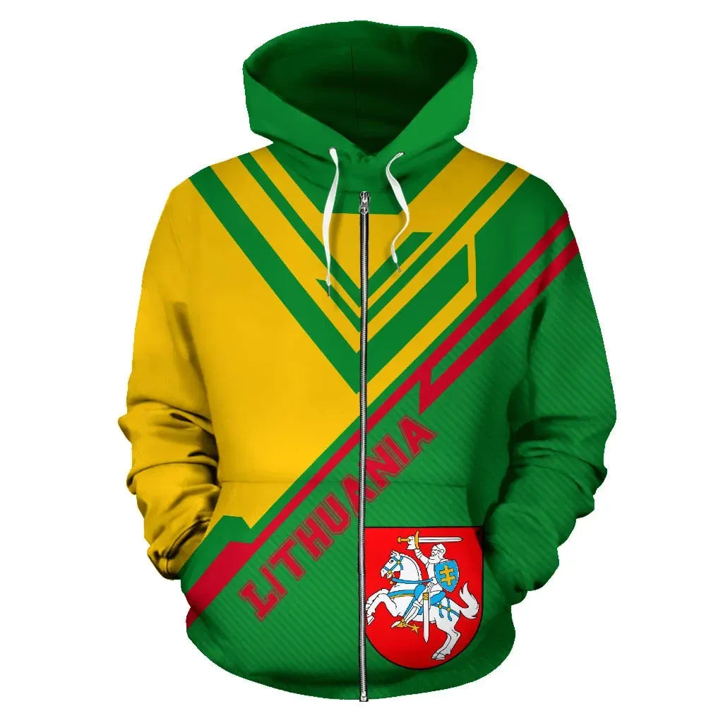 Lithuania All Over Zip Up Hoodie Drift Version RLT6 - Wonder Print Shop