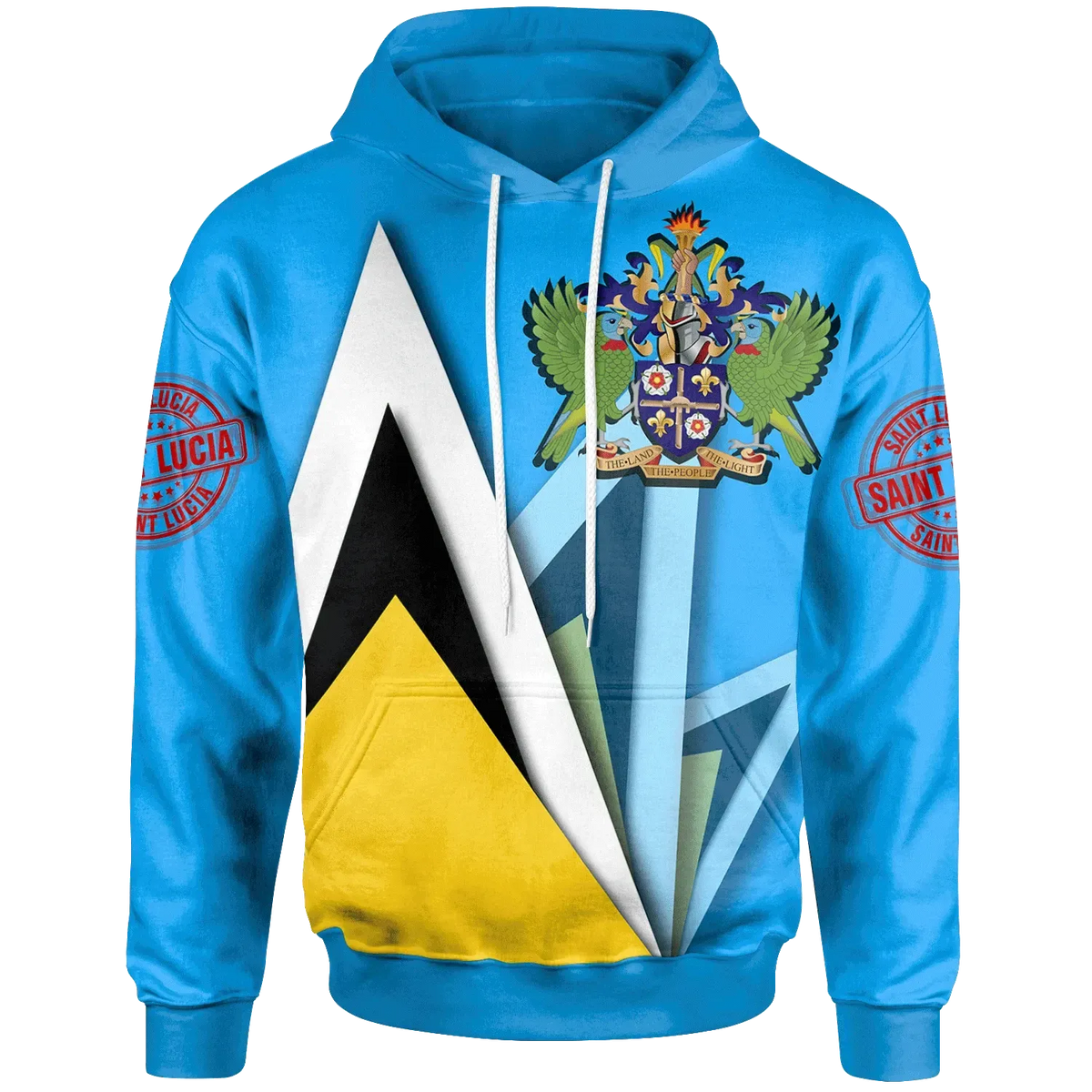 Saint Lucia Hoodie Flag With Coat Of Arms RLT6 - Wonder Print Shop