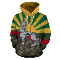 Lithuania Zipper Hoodie Iron Wolf RLT6 - Wonder Print Shop