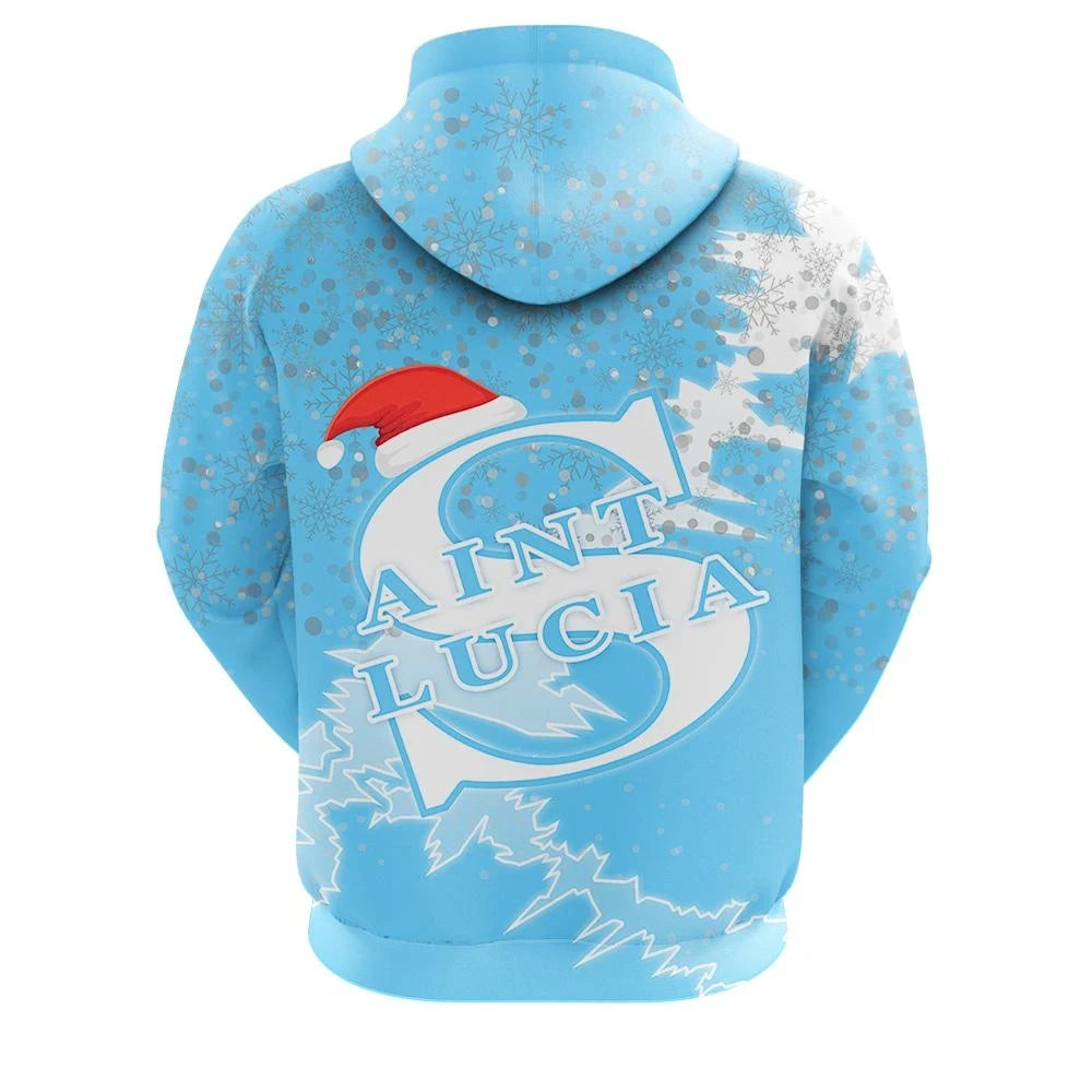 Saint Lucia Christmas Zip Up Hoodie Coat Of Arms X Style8 RLT6 - Wonder Print Shop