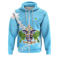 Saint Lucia Christmas Zip Up Hoodie Coat Of Arms X Style8 RLT6 - Wonder Print Shop
