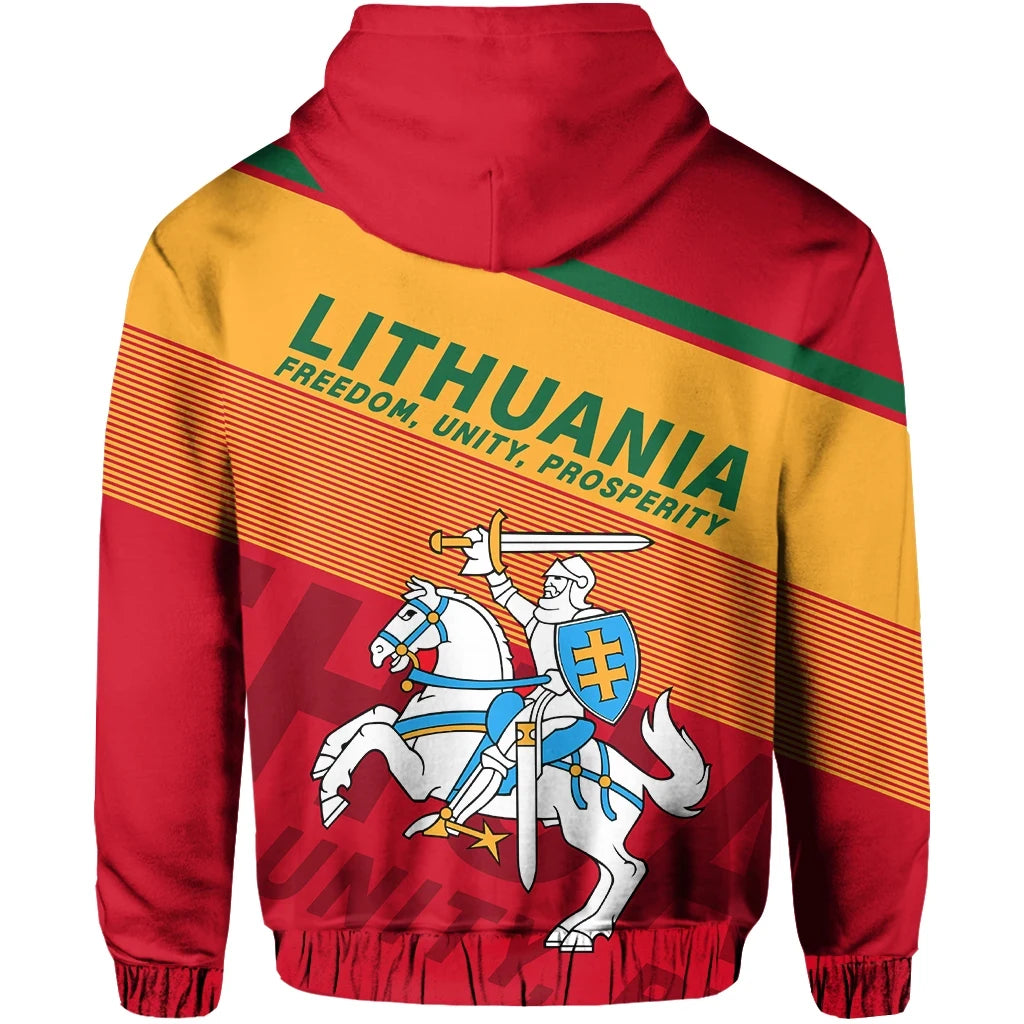 Lithuania Flag Motto Zipper Hoodie Red Limited Style RLT6 - Wonder Print Shop