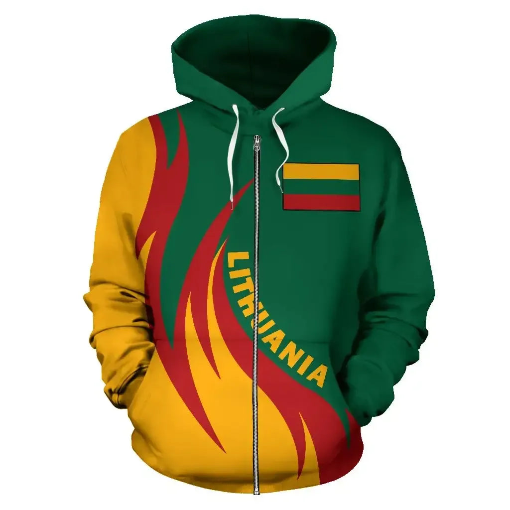 Lithuania Zip Up Hoodie Coat Of Arms Fire Style1 RLT6 - Wonder Print Shop