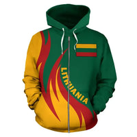 Lithuania Zip Up Hoodie Coat Of Arms Fire Style1 RLT6 - Wonder Print Shop
