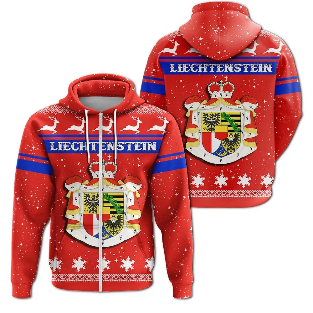 Christmas Liechtenstein Coat Of Arms Zip Hoodie RLT6 - Wonder Print Shop