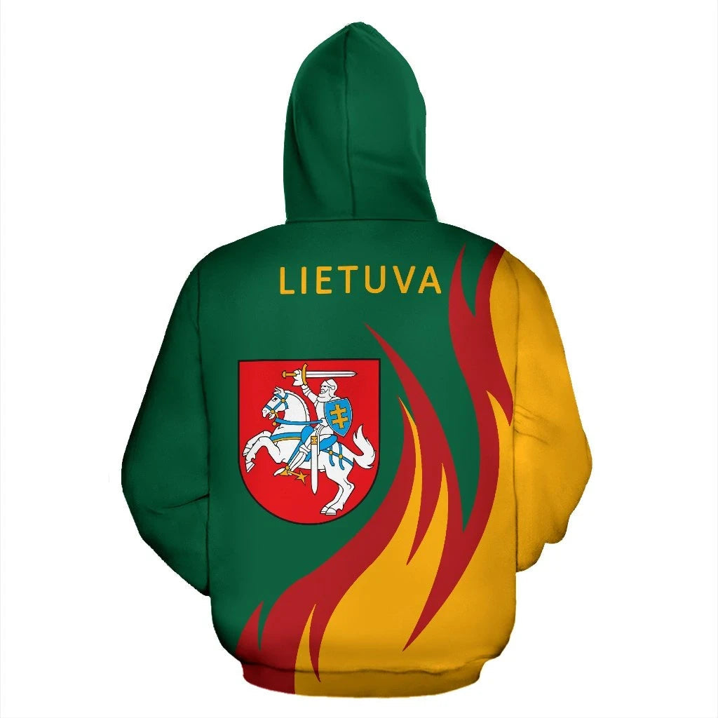Lithuania Zip Up Hoodie Coat Of Arms Fire Style1 RLT6 - Wonder Print Shop