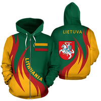Lithuania Zip Up Hoodie Coat Of Arms Fire Style1 RLT6 - Wonder Print Shop