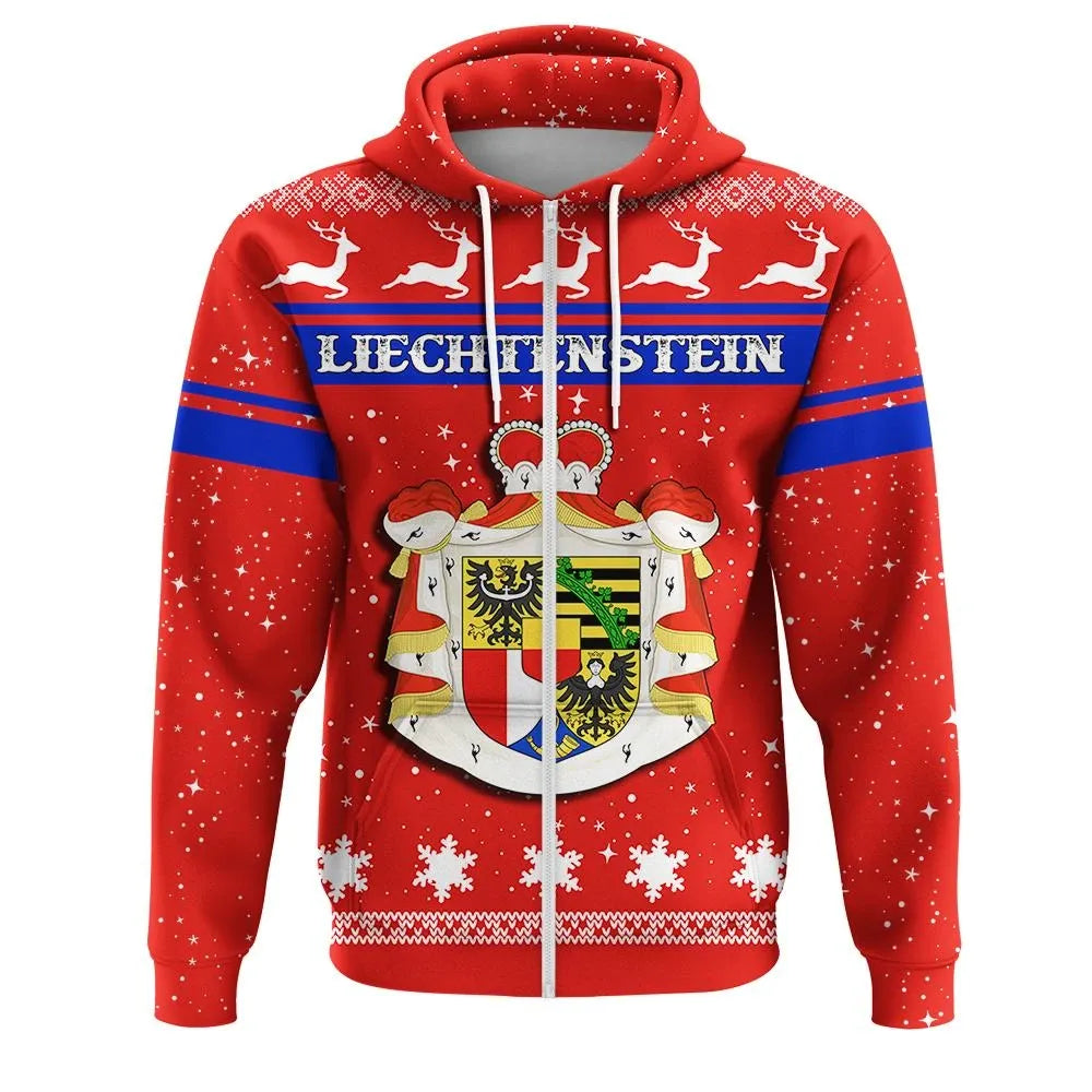 Christmas Liechtenstein Coat Of Arms Zip Hoodie RLT6 - Wonder Print Shop