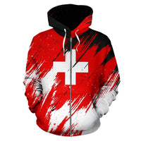 Switzerland Flag Color Painting Zip Up Version RLT13 - Wonder Print Shop