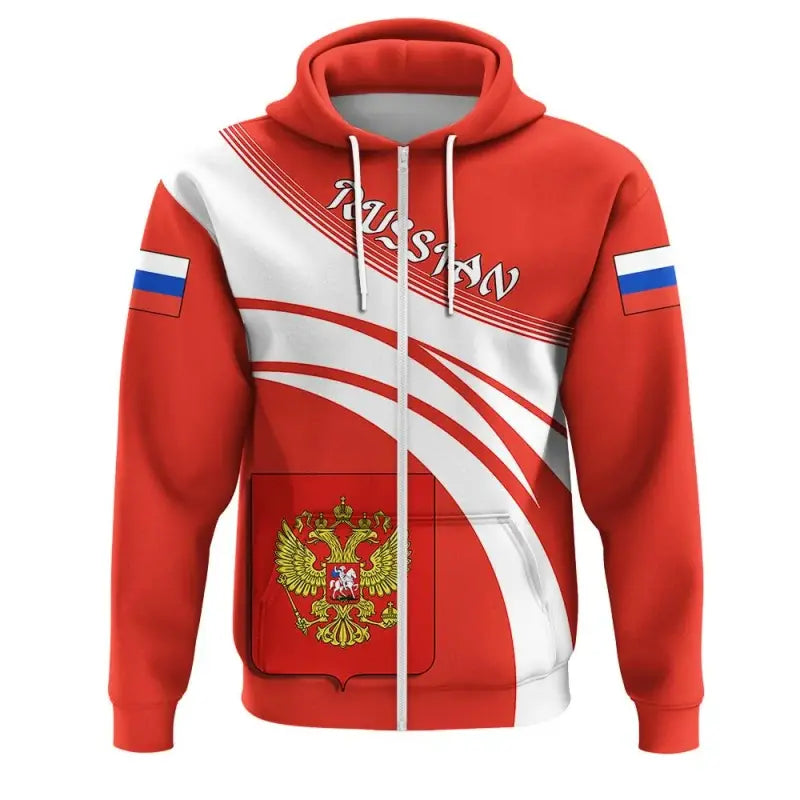 Russian Zip Hoodie Coat Of Arms Cricket Style RLT12 - Wonder Print Shop