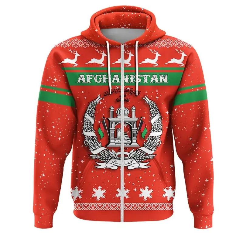 Christmas Afghanistan Coat Of Arms Zip Hoodie RLT8 - Wonder Print Shop
