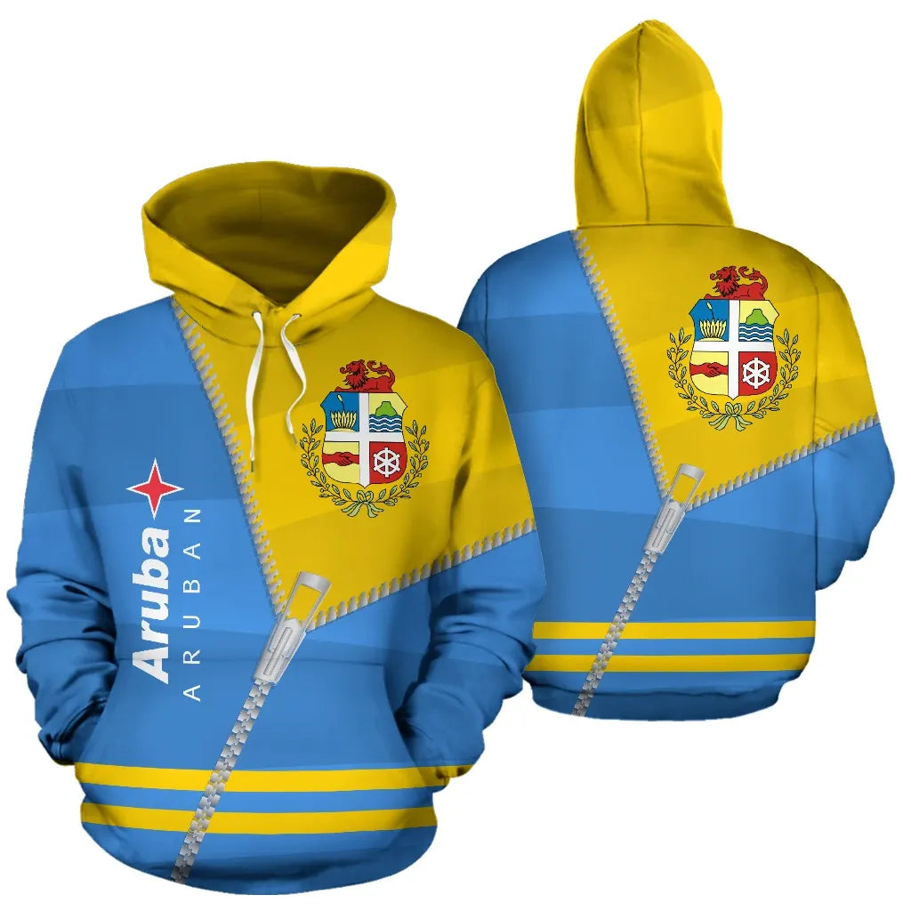 Aruba Hoodie Curve Zipper Style RLT7 - Wonder Print Shop
