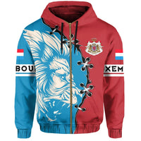 Luxembourg Hoodie Zip Lion Coat Of Arms RLT6 - Wonder Print Shop