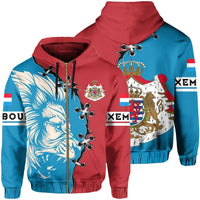 Luxembourg Hoodie Zip Lion Coat Of Arms RLT6 - Wonder Print Shop