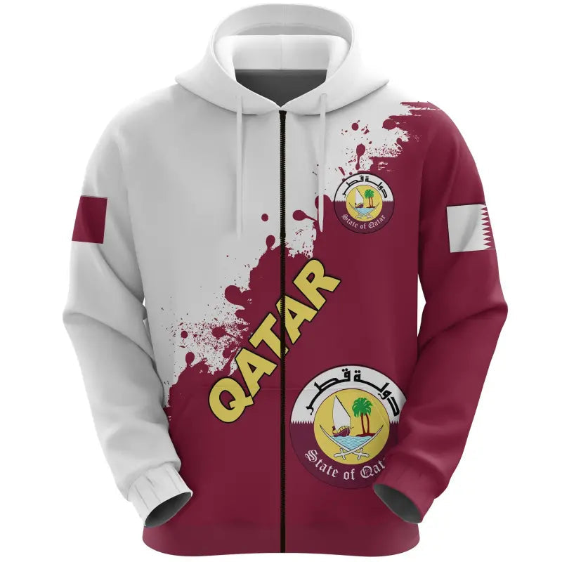 Qatar Zip Hoodie Smudge Version RLT12 - Wonder Print Shop