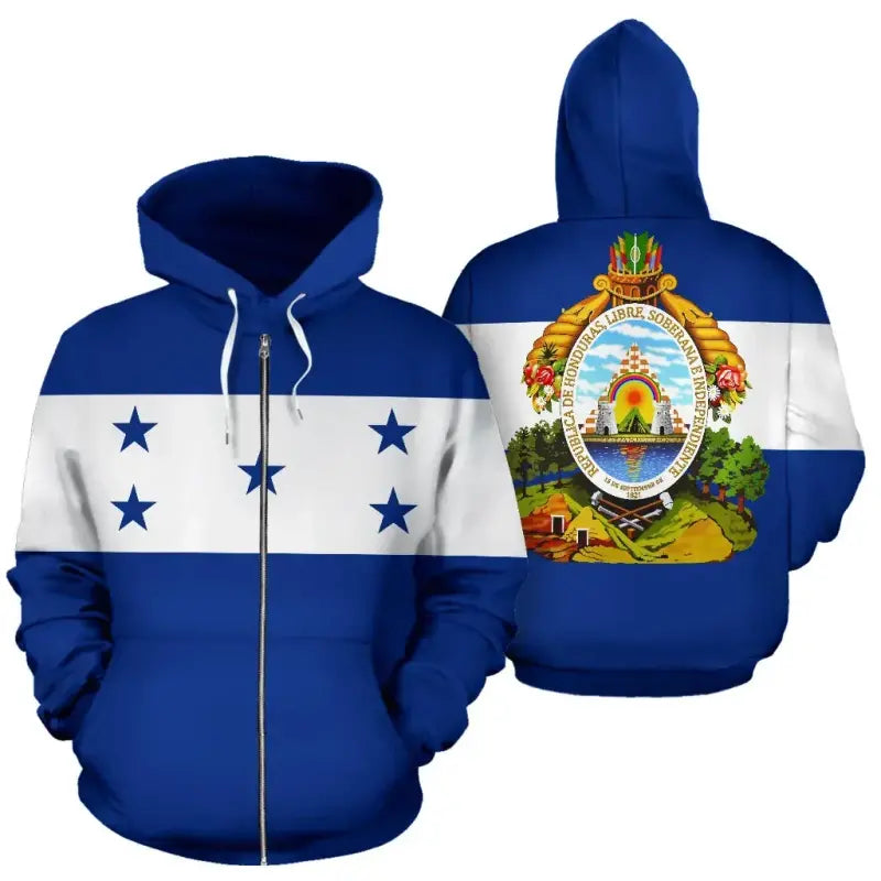 honduras-flag-with-coat-of-arms-zip-up-hoodie