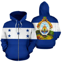 Honduras Flag with Coat of Arms Zip Up Hoodie RLT8 - Wonder Print Shop