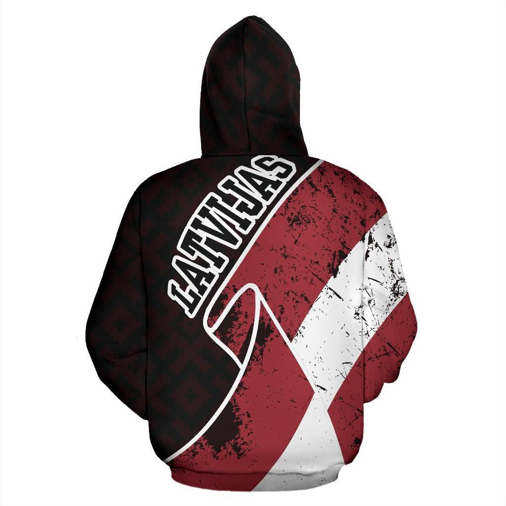 Latvia Hoodie Zip Special Grunge Flag RLT6 - Wonder Print Shop