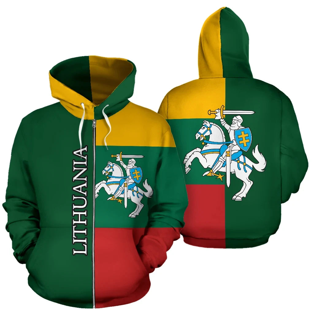 Lithuania Hoodie Flag Half Zip Up RLT6 - Wonder Print Shop
