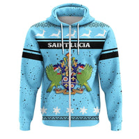 Christmas Saint Lucia Coat Of Arms Zip Hoodie RLT6 - Wonder Print Shop