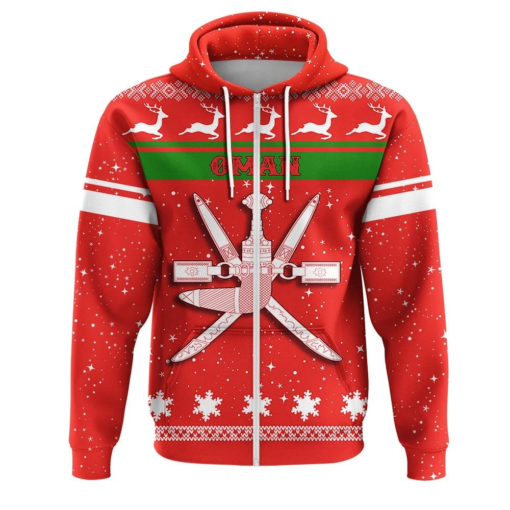 Christmas Oman Coat Of Arms Zip Hoodie RLT13 - Wonder Print Shop