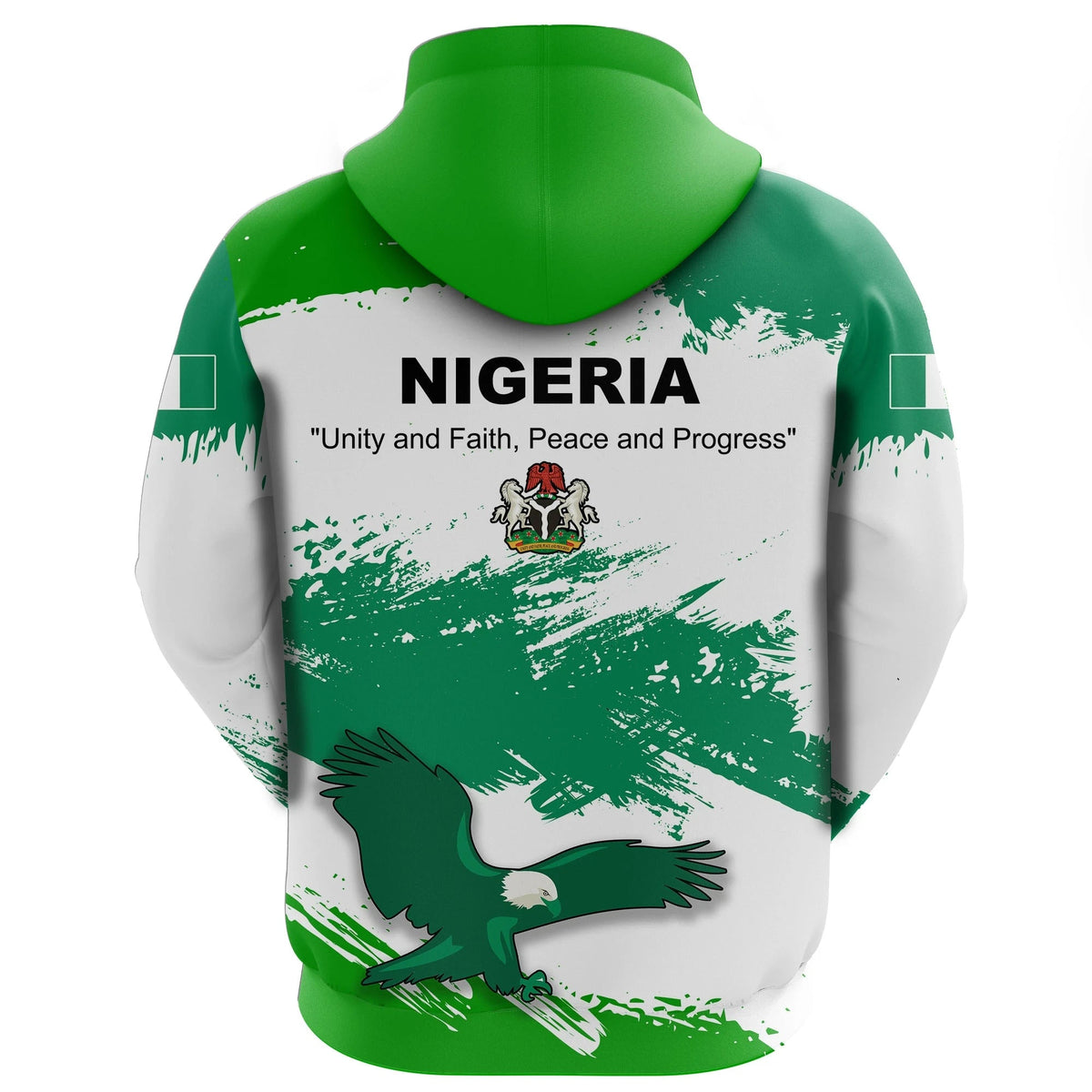 Nigeria Zip Hoodie Nigeria Flag Brush RLT8 - Wonder Print Shop