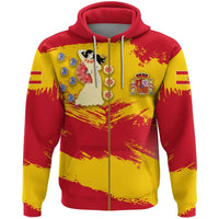 Spain Zip Hoodie Spain Flag Brush RLT12 - Wonder Print Shop