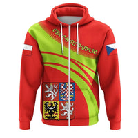 Czech Republic Coat Ofrms Zip Hoodie Cricket Style RLT13 - Wonder Print Shop